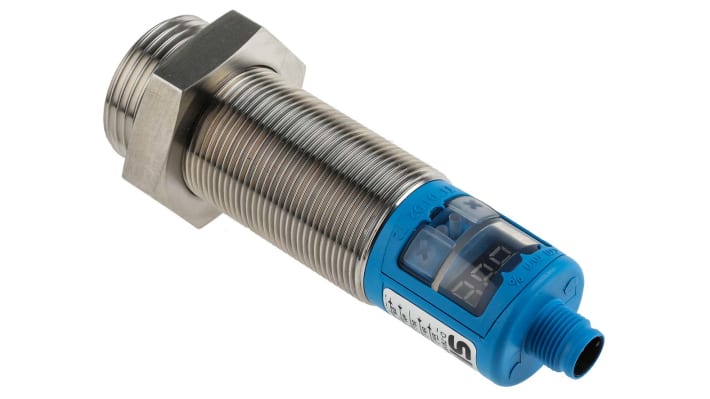 Sensore di livello a ultrasuoni Sick UP56-213118, montaggio G1, uscita 0-10 V, intervallo fino a 3,4 m, corpo in PBT e acciaio inox.