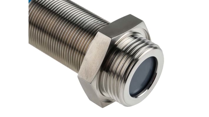 Sensore di livello a ultrasuoni Sick UP56-213118, montaggio G1, uscita 0-10 V, intervallo fino a 3,4 m, corpo in PBT e acciaio inox.