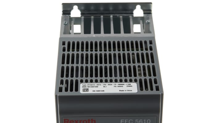 Inverter Bosch Rexroth EFC5610-0K75-1P2-MDA-7P-NNNNN-L1NN, potenza 0,75 kW, montaggio su guida DIN, dimensioni 95x166x167 mm.