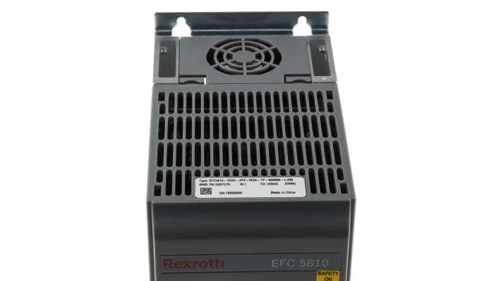 Inverter Bosch Rexroth EFC5610-2K20-3P4-MDA-7P-NNNNN-L1NN, potenza 2,2 kW, montaggio su guida DIN, dimensioni 170x95x206 mm.