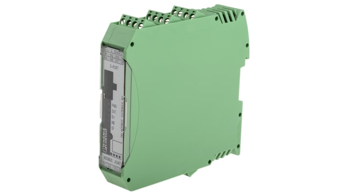 Modulo I/O Phoenix Contact 2901528, gateway EM-MODBUS-GATEWAY-IFS per 32 dispositivi Modbus/TCP, montaggio su guida DIN, 114.5 x 22.5 x 99 mm.