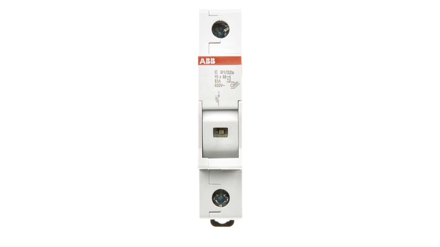 Interruttore di isolamento ABB 2CSM, 1 polo, 32 A, 690 V CA, montaggio su guida DIN, dimensioni 60x10x80 mm.
