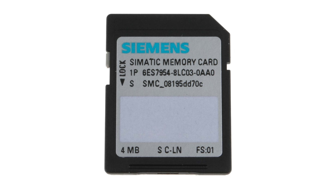 Scheda di memoria Siemens 6ES7954-8LC03-0AA0 per PLC SIMATIC S7, 4MB Flash-EPROM. Ideale per archiviare dati essenziali con 500.000 cicli di scrittura e 10 anni di conservazione sicura.