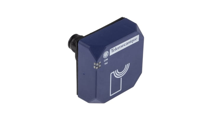 Lettore RFID Telemecanique Sensors XGCS491B201, rilevamento 70-100 mm, IP65, dimensioni 40 x 40 x 39,5 mm.