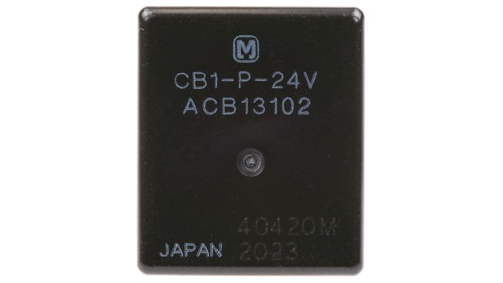 Relè automotive Panasonic CB1P24 SPDT, 24V cc, montaggio su PCB, corrente 20A, dimensioni 22 x 26 mm.