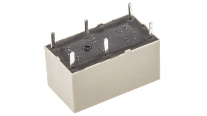 Relè di potenza Panasonic DSP2A-DC24V DPST, montaggio su PCB, dimensioni 10 x 20,2 x 11 mm, corrente 5A, isolamento 3kV.