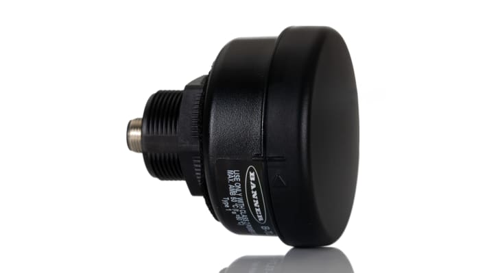 Torretta di segnalazione Banner B-TL70-Q5, base 70 mm, alimentazione 12-30 V c.c., grado di protezione IP65, corpo in PC nero.