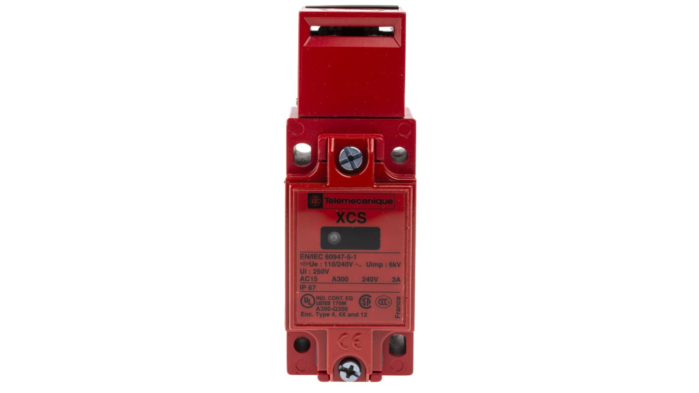 Interruttore di sicurezza Telemecanique Sensors XCSA522, 2NA/1NC, IP67, custodia metallica, dimensioni 44x114x40 mm.