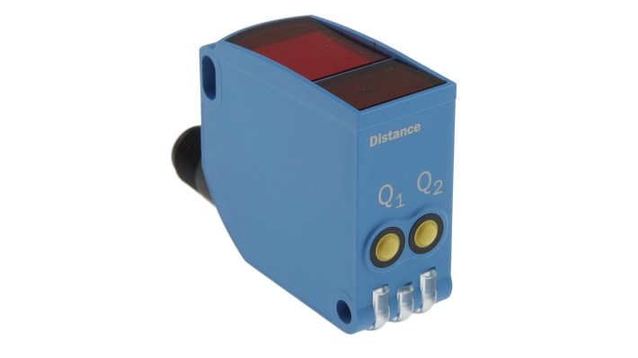 Sensore fotoelettrico rettangolare Sick WTT12LC-B2563, rilevamento da 50 mm a 3,8 m, montaggio a pannello, grado di protezione IP67.