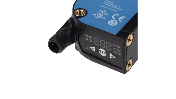 Sensore di contrasto Sick KTX-WP91142242ZZZZZZZZZZZZZZZ1 RGB, montaggio a pannello, IP67, rilevamento 13 mm, uscita PNP.