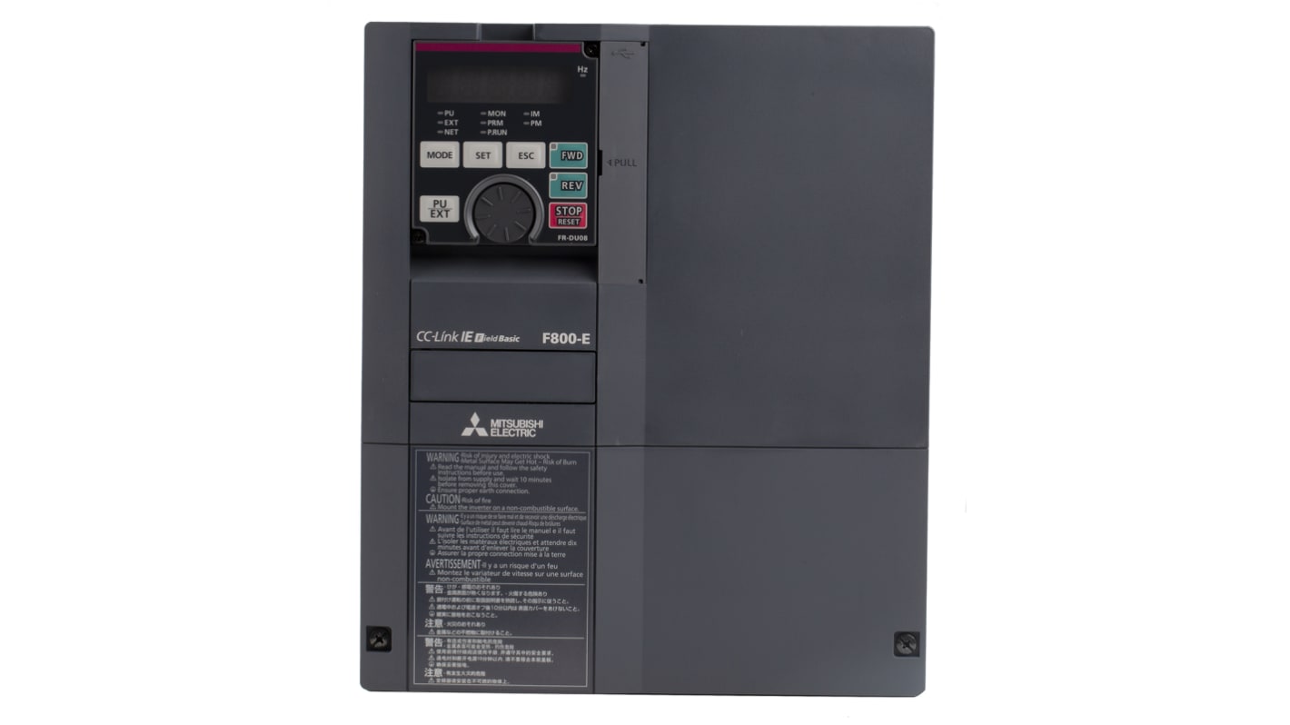 Inverter Mitsubishi Electric FR-F840-00250-E2-60, 11 kW, 3 fasi, montaggio a parete, dimensioni 260x220x170 mm.