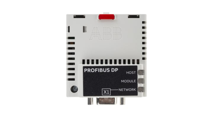 ABB FPBA-01, adattatore Profibus DP per comunicazione con inverter, montaggio a pannello, dimensioni 165x45x110 mm.
