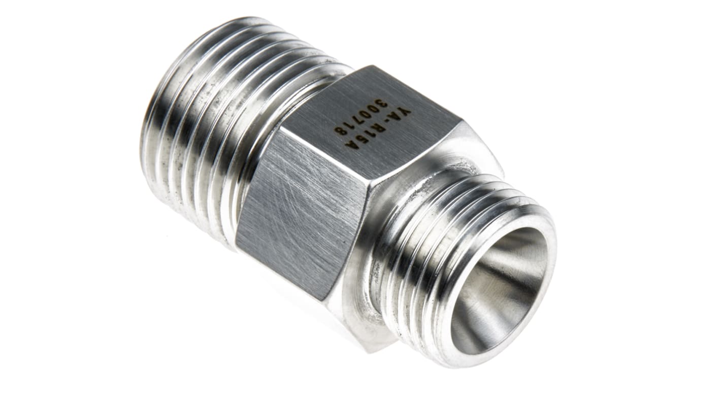 Omron E8FC-YA-R15A, adattatore per sensore di flusso in acciaio inossidabile, filettatura conica 1/2IN R, per misurazione pressione differenziale.