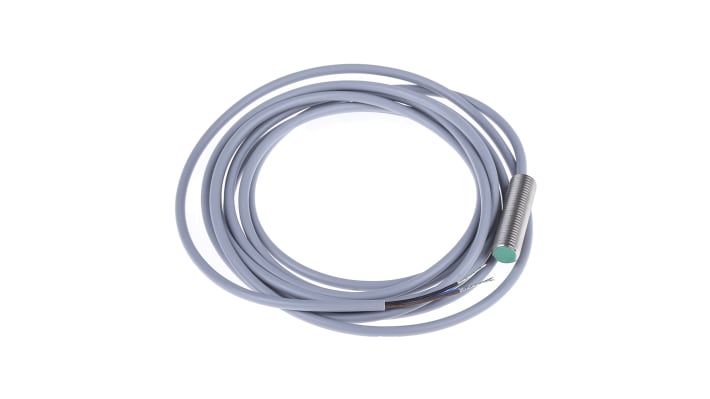 Sensore di prossimità cilindrico PNP M8 Baumer IFRM 08P1701/L, rilevamento 2 mm, IP67, acciaio inossidabile, precablato 2 m.