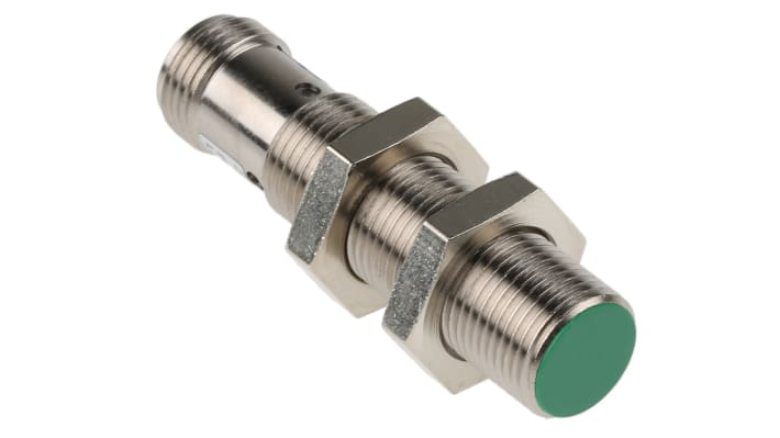 Baumer IFRM 12P1701/S14L, sensore di prossimità cilindrico PNP, corpo in ottone, connettore M12, gamma di rilevamento 4 mm.