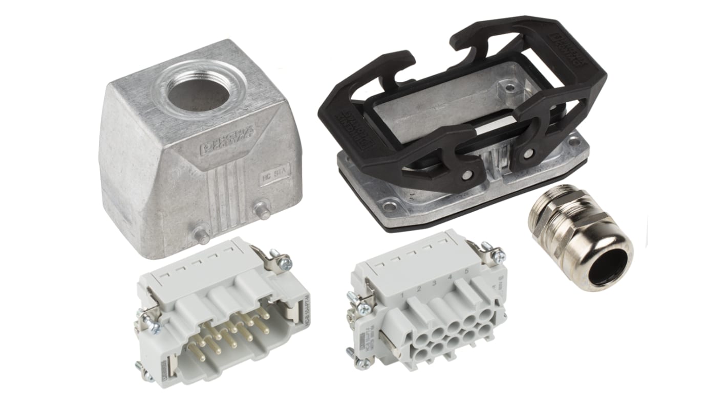 Kit connettore alimentazione Phoenix Contact 1416346, femmina e maschio, 10 pin, 16A, 500 V, con connessione a innesto.