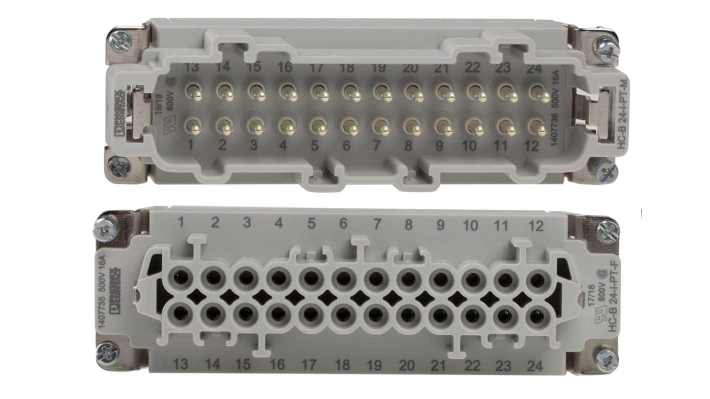 Kit connettore alimentazione Phoenix Contact 1416352, femmina e maschio, 24 posizioni, 16A, 500 V, M32 x 1.5, resistente all'acqua salata.