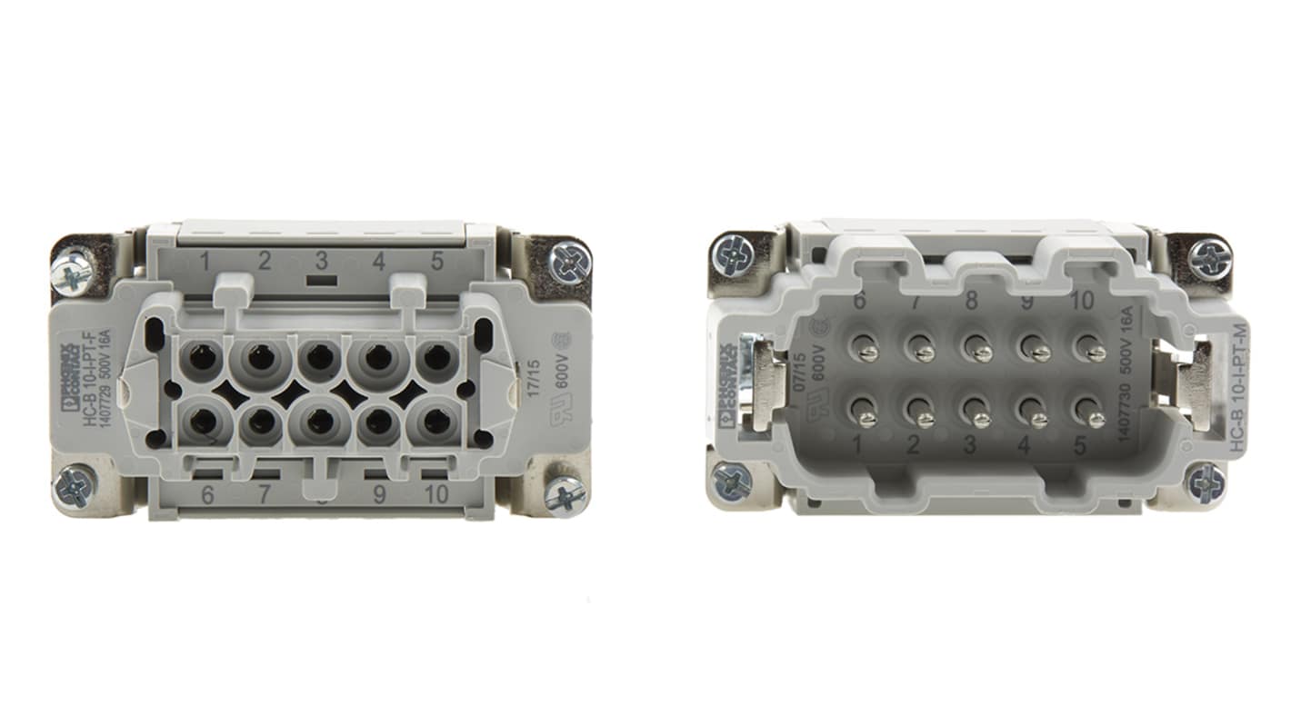 Kit connettore alimentazione Phoenix Contact 1411491, femmina e maschio, 10 pin, 16A, 500 V, montaggio a pannello, M25.