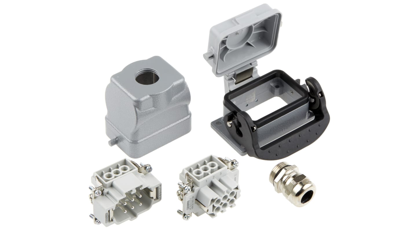 Kit connettore alimentazione Phoenix Contact 1409671, 6 posizioni, corpo B6, montaggio a pannello, corrente 16 A, tensione 500 V.