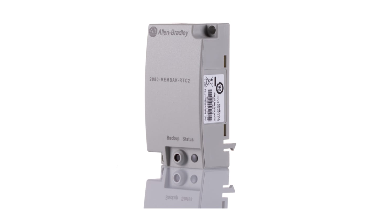 Allen Bradley 2080-MEMBAK-RTC2, CPU PLC Micro800 per backup memoria, dimensioni 31,5 x 20 x 62 mm, installazione a morsettiera.