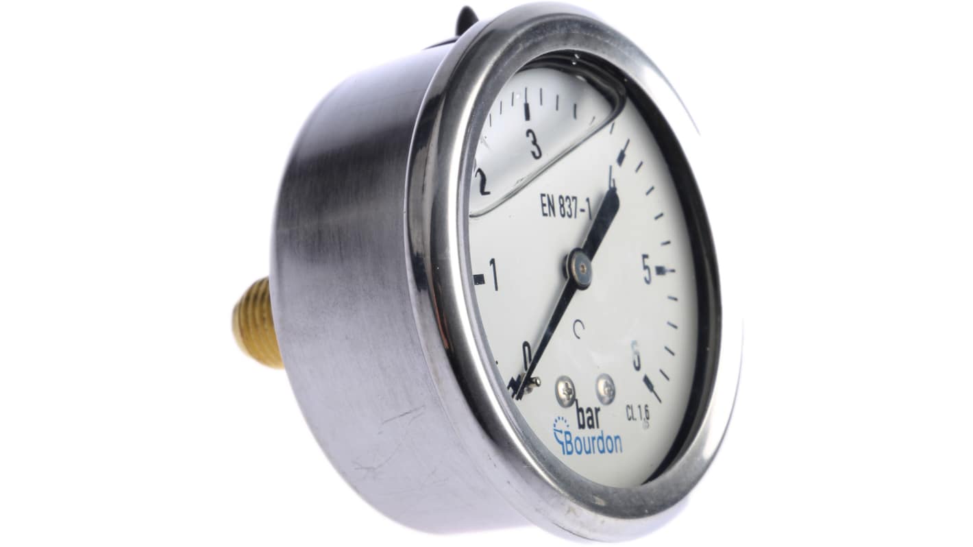 Manometro Bourdon MIT3-F22.B20, 63mm, misura pressione 0-6bar, attacco posteriore, precisione ±1.6%, acciaio inox.