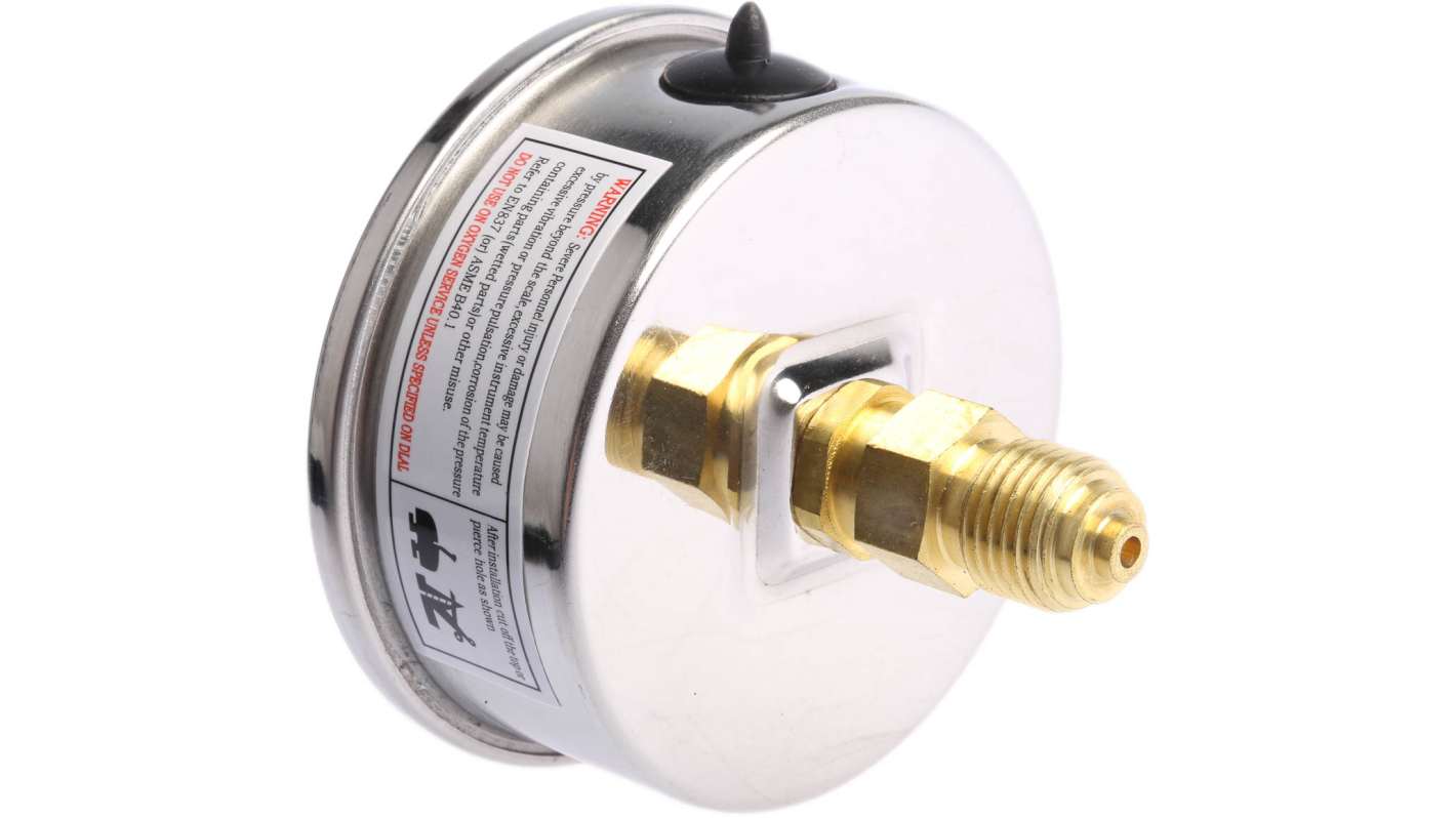 Manometro Bourdon MIT3-F22.B20, 63mm, misura pressione 0-6bar, attacco posteriore, precisione ±1.6%, acciaio inox.