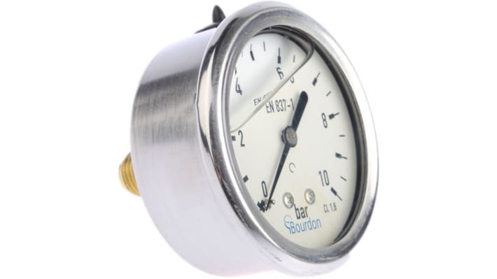 Manometro Bourdon MIT3-F22.B22, misura pressione 0-10bar, diametro 63mm, attacco posteriore, precisione ± 1.6%.