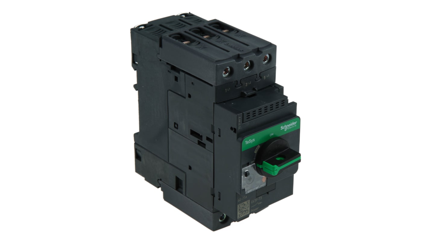 Interruttore termico Schneider Electric GV3P73, 3 poli 73A 690V con trattamento protettivo TC. Ideale per proteggere circuiti da sovraccarichi e cortocircuiti in ambienti industriali.