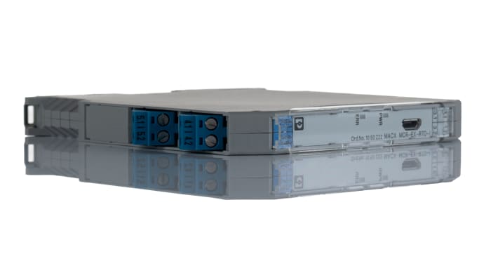 Condizionatore di segnale Phoenix Contact 1050222, montaggio su guida DIN, ingresso RTD, uscita 4-20 mA, certificato ATEX.