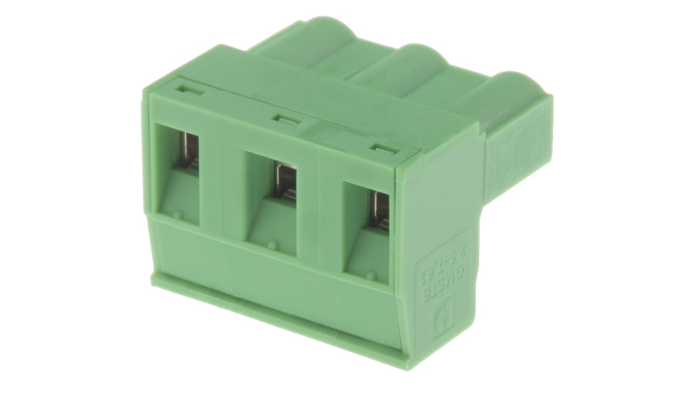 Morsettiera a vite Phoenix Contact GMSTB 2,5/3-ST-7,62 - 1767012. Passo 7,62mm, 3 vie. Ideale per circuiti stampati, connessione a vite, capacità fino a 12A.