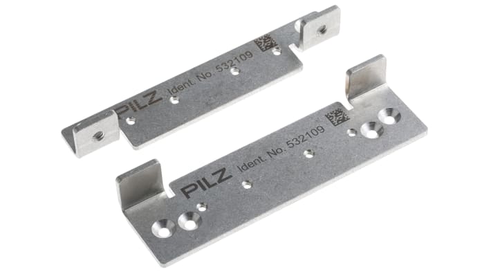 Staffa di montaggio interruttore Pilz 532109 per porta scorrevole, in acciaio inox, con attuatore PSEN ma1.3-08 VA e LED di stato.