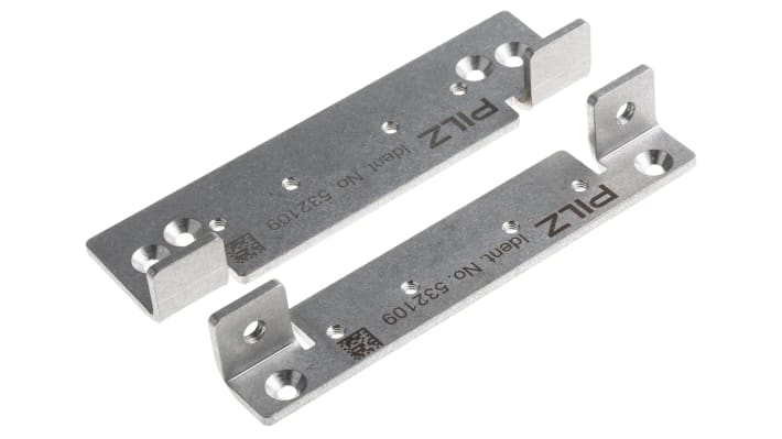 Staffa di montaggio interruttore Pilz 532109 per porta scorrevole, in acciaio inox, con attuatore PSEN ma1.3-08 VA e LED di stato.