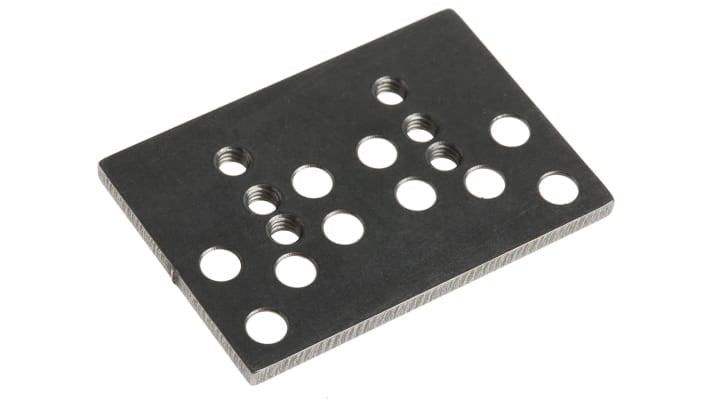 Staffa di montaggio Pilz 532111 per interruttore di sicurezza PSEN mag/cs, in acciaio inox, con piastra di montaggio e LED di stato.