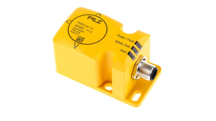 Interruttore di sicurezza senza contatto Pilz 540003, tecnologia transponder, protezione IP67, dimensioni 40x74x40 mm.