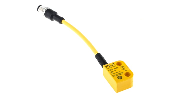 Interruttore di sicurezza senza contatto Pilz 541203, tecnologia transponder, 24V cc, custodia IP67, dimensioni 26.4mm x 18mm x 37mm.