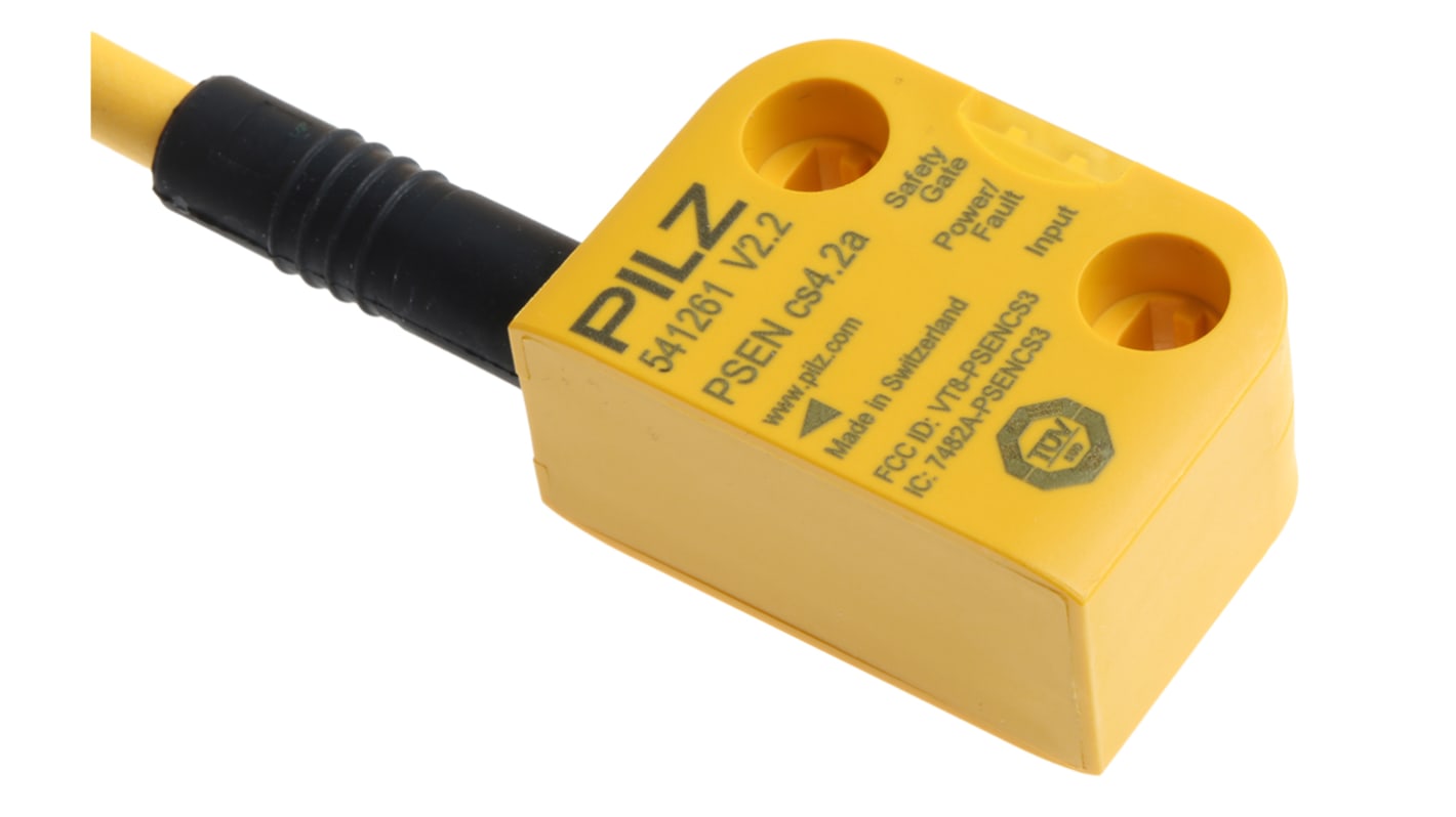 Interruttore di sicurezza senza contatto Pilz 541211, tecnologia transponder, dimensioni 26.4mm x 18mm x 37mm, grado di protezione IP67.