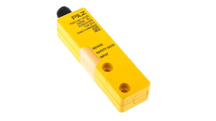 Pilz 542009, interruttore di sicurezza senza contatto M12, tensione 24V cc, doppio canale, protezione IP66/IP67, dimensioni 26.4mm x 101.6mm x 19mm.