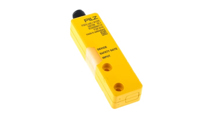 Interruttore di sicurezza senza contatto Pilz 542109, tecnologia transponder, connessione M12, protezione IP66/IP67, dimensioni 101.6mm x 26.4mm x 19mm.