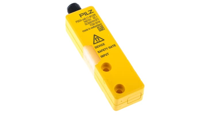 Interruttore di sicurezza senza contatto M12 Pilz 542111, tecnologia transponder, protezione IP66/IP67, dimensioni 26.4mm x 101.6mm x 19mm.