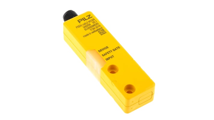Interruttore di sicurezza M12 Pilz 542209, senza contatto, 24V cc, protezione IP66/IP67, dimensioni 101.6mm x 26.4mm x 19mm.
