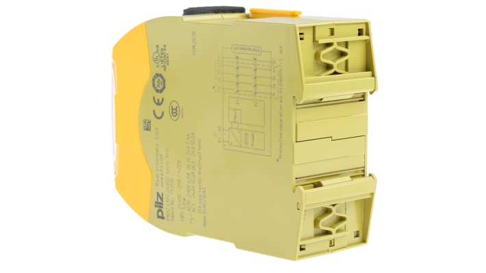 Relè di sicurezza Pilz 751110, 2 canali, 4 contatti, 24V cc, dimensioni 120x45x98mm, categoria di sicurezza 4.