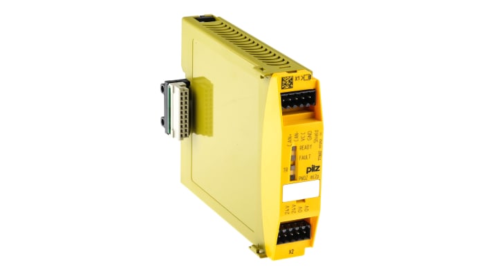 Controller di sicurezza Pilz 773602 PNOZ ml2p, 24 V c.c., IP20/IP54, dimensioni 94 x 22,5 x 121 mm, espansione disponibile.