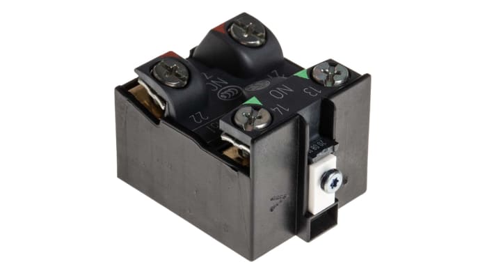 Blocco contatti finecorsa Telemecanique Sensors XE2N, 1 NC e 1 NA, attivazione a scatto, morsetto a vite. Codice XE2SP3151.