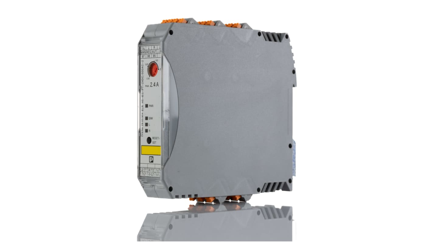 Starter motore 3 fasi Phoenix Contact 2903904, montaggio su guida DIN, 24 V c.c., 2,4 A, dimensioni 107,5 x 22,5 x 114 mm, grado di protezione IP20.