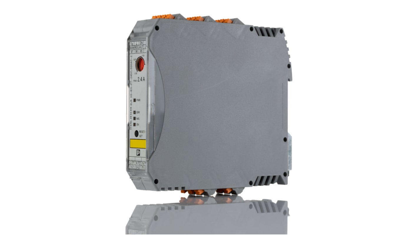 Starter motore Phoenix Contact 2903916, 3 fasi, 24 V c.c., montaggio su guida DIN, dimensioni 114 x 107,5 x 22,5 mm, grado di protezione IP20.