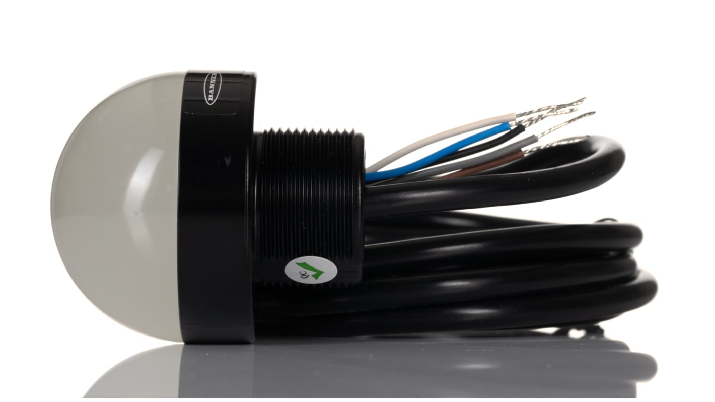 Segnalatore luminoso Banner K50L2RGB7, programmabile, tensione 10-30 V c.c., colori blu, verde, rosso, montaggio M30, grado di protezione IP66/IP67/IP69K.