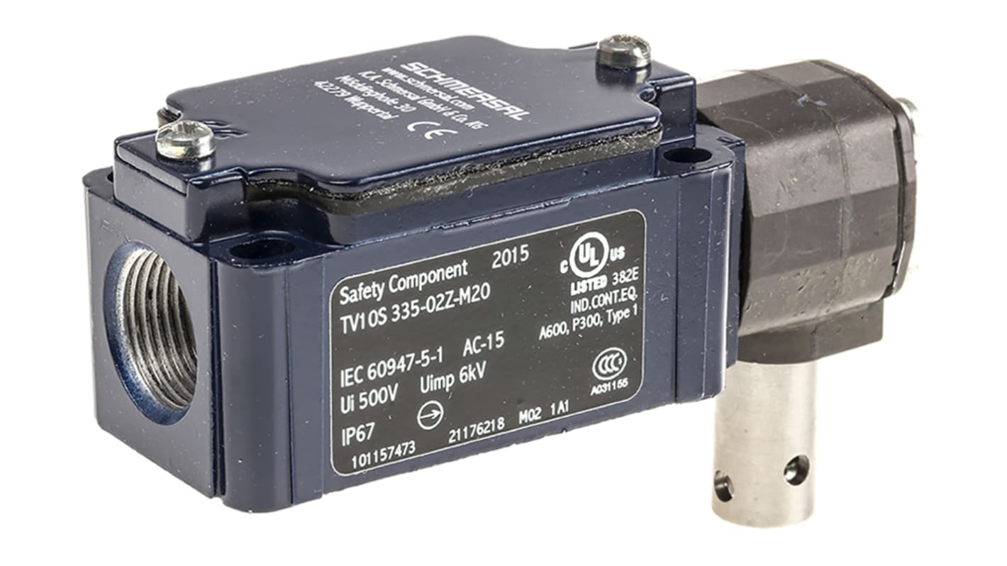 Interruttore a cerniera Schmersal TV10S 335-02Z, 2NC, IP67, dimensioni 65,3 x 40,5 x 107mm, installazione a vite.