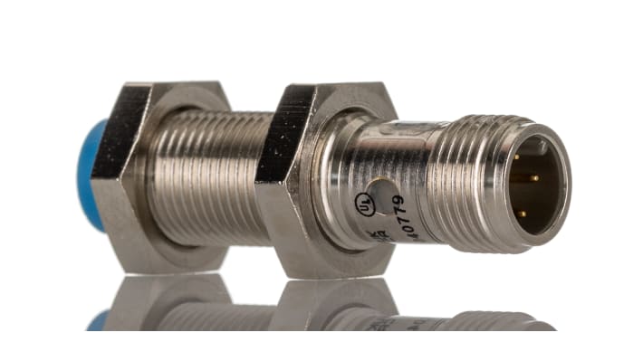 Sensore di prossimità cilindrico PNP Sick IME12-08NPSZC0K, filettatura M12, gamma di rilevamento 8 mm, grado di protezione IP67.