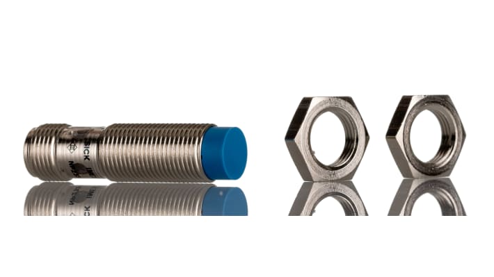 Sensore di prossimità cilindrico PNP Sick IME12-08NPSZC0K, filettatura M12, gamma di rilevamento 8 mm, grado di protezione IP67.