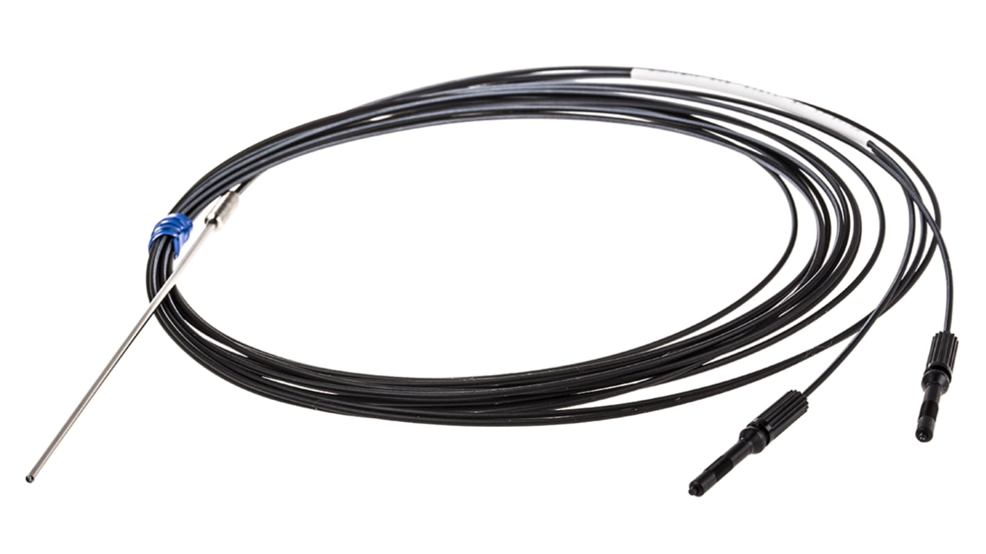 Omron E32-DC200F, sensore per fibre ottiche IP67, lunghezza fibra 2m, rilevamento fino a 130 mm, temperatura operativa -40/+70 gradi.